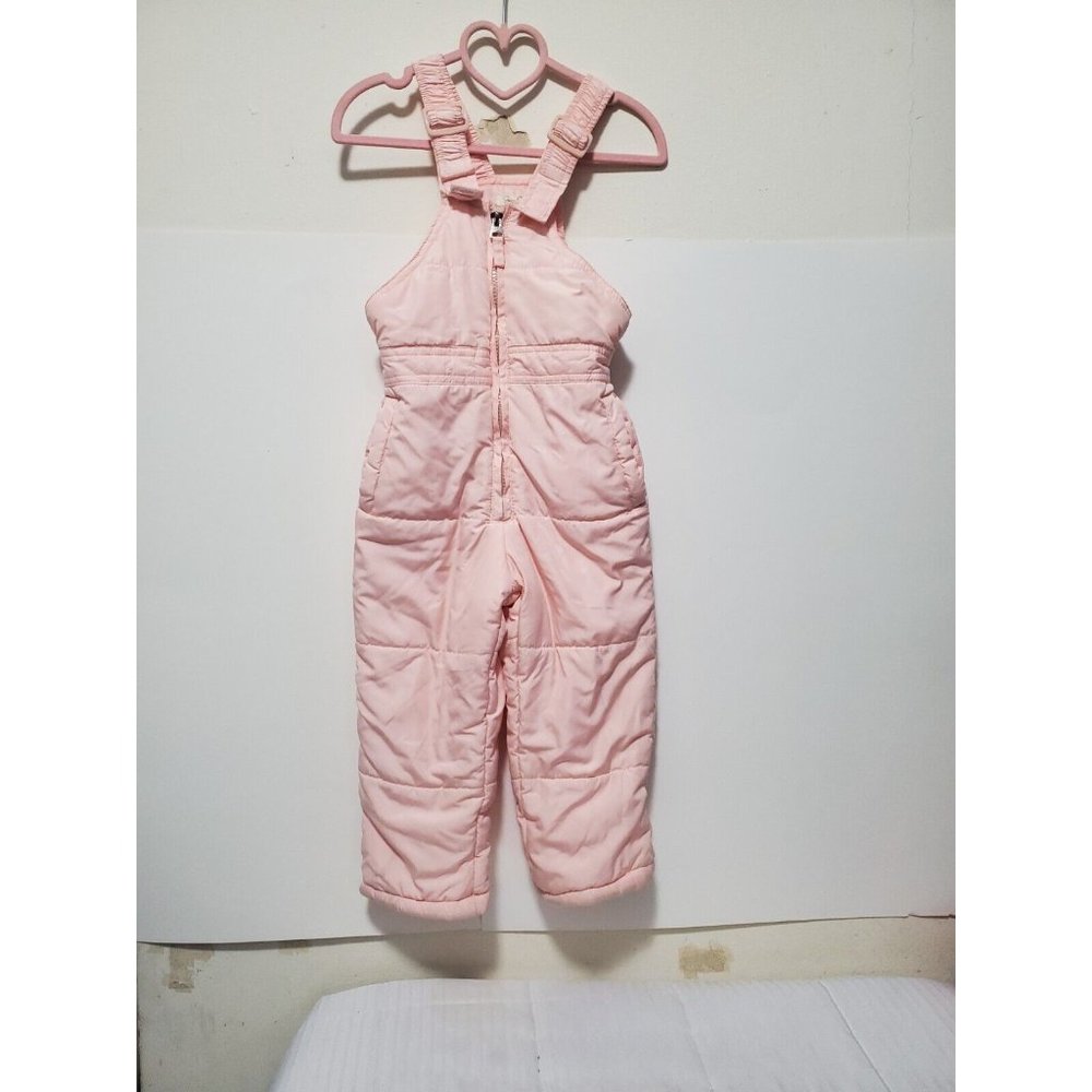 Jessica Simpson Snow Pant Play Bib -  Coral Pink 2T Adjustable